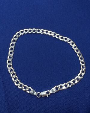 925 Italy Sterling Silver Miami Curb Link Bracelet 4.8mm 8in